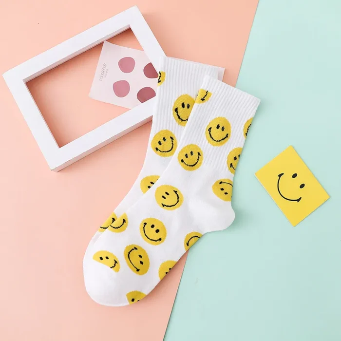 Kawaii Smiley Face Socks - Korean Style Fun Fashion
