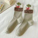 Korean Fashion Floral Print Ruffle Socks - Harajuku Vintage Lacework for Sweet Kawaii Style