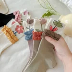 Korean Fashion Floral Print Ruffle Socks - Harajuku Vintage Lacework for Sweet Kawaii Style
