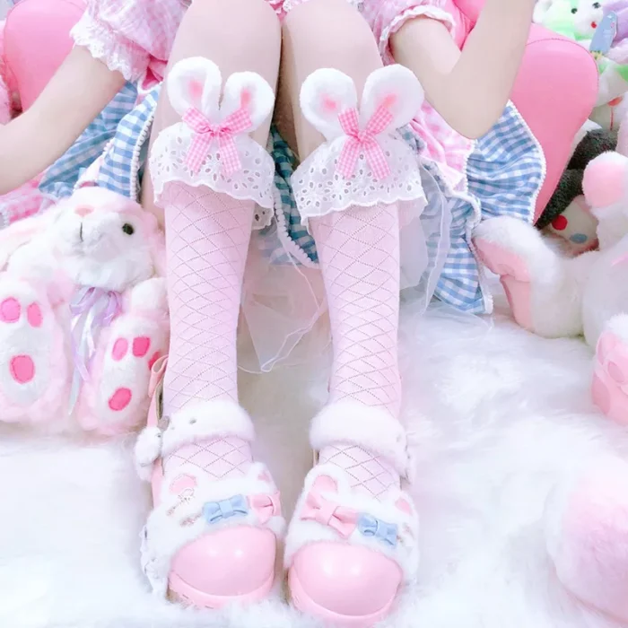 Lolita Rabbit Ears Bow Calf Socks - Cute Autumn & Winter Fashion