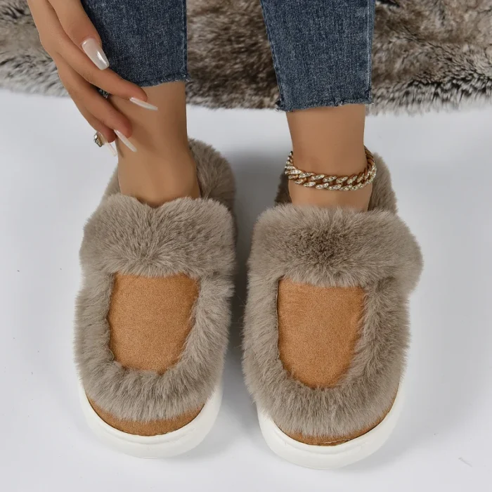 Luxury Lounge: Women's Winter Fur Slippers, Warm & Non-Slip