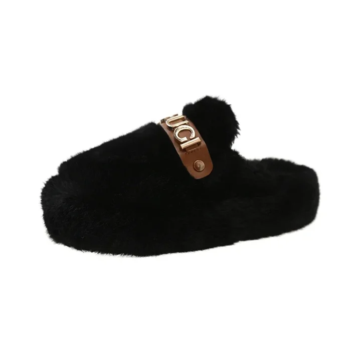 Luxury Lounge: Women's Winter Warm Fur Slippers with Thick Soles