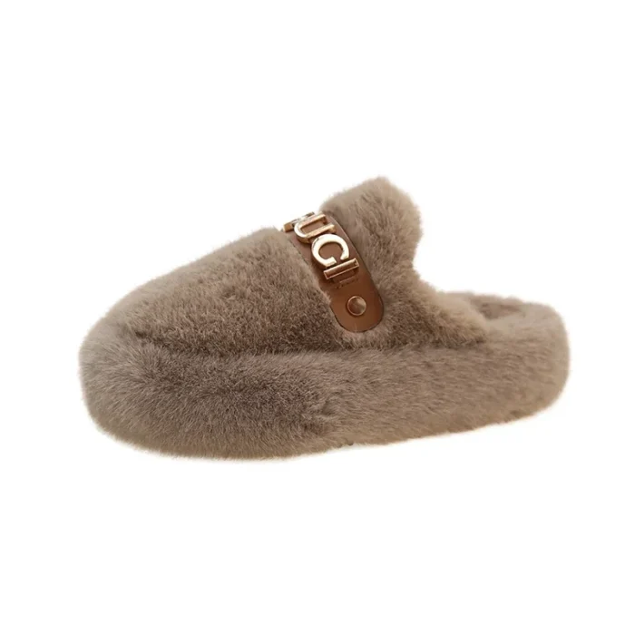 Luxury Lounge: Women's Winter Warm Fur Slippers with Thick Soles