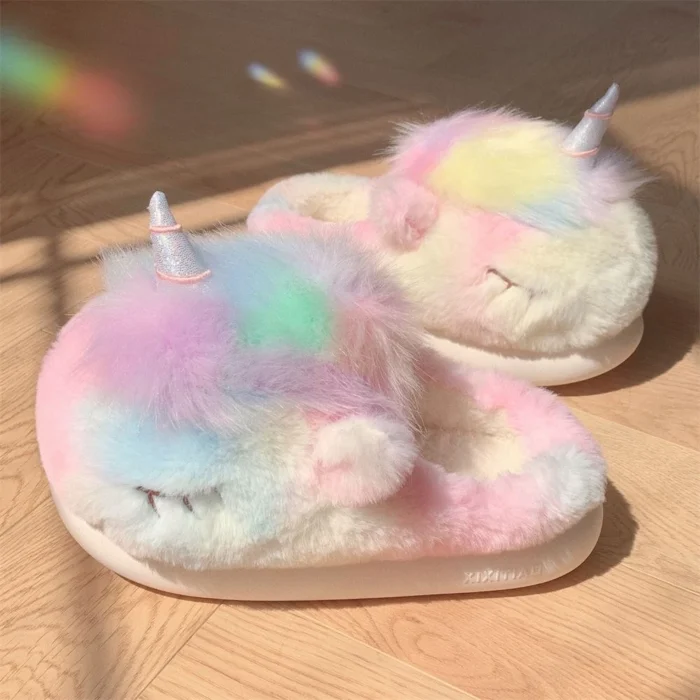 Magical Comfort: Cute Unicorn Winter Slippers for Women
