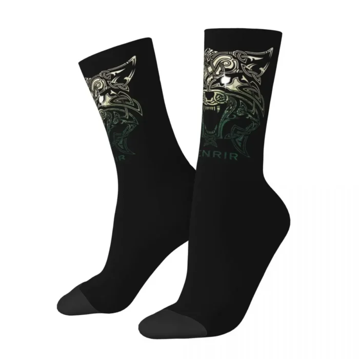 Men's Fenrir Wolf Viking Mythology Socks - Yggdrasil, Odin, Thor Inspired, Suitable for All Seasons