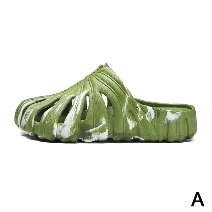 Monstera Palm Leaf Men’s Slippers – Non-Slip, Tropical Summer Flip-Flops - Green, 44-45