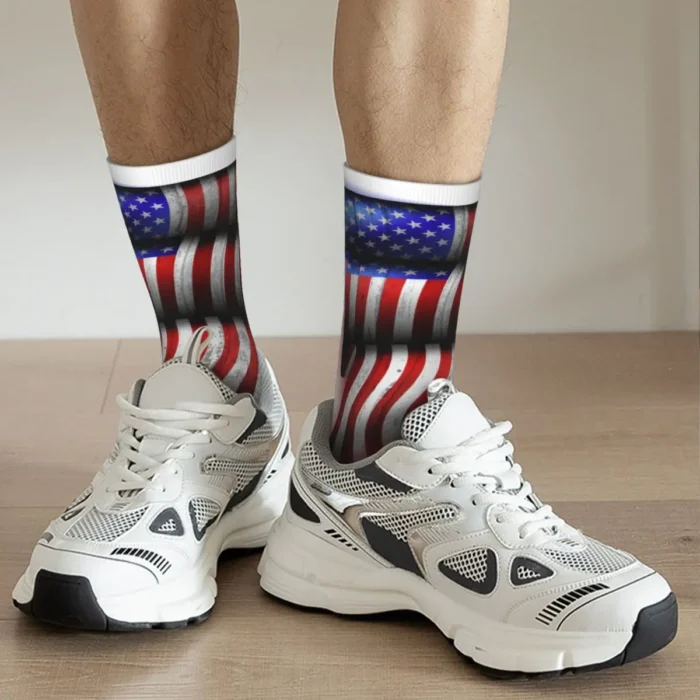 Outdoor Novelty American Flag Socks - Special Effects Geometric Design for Men & Women