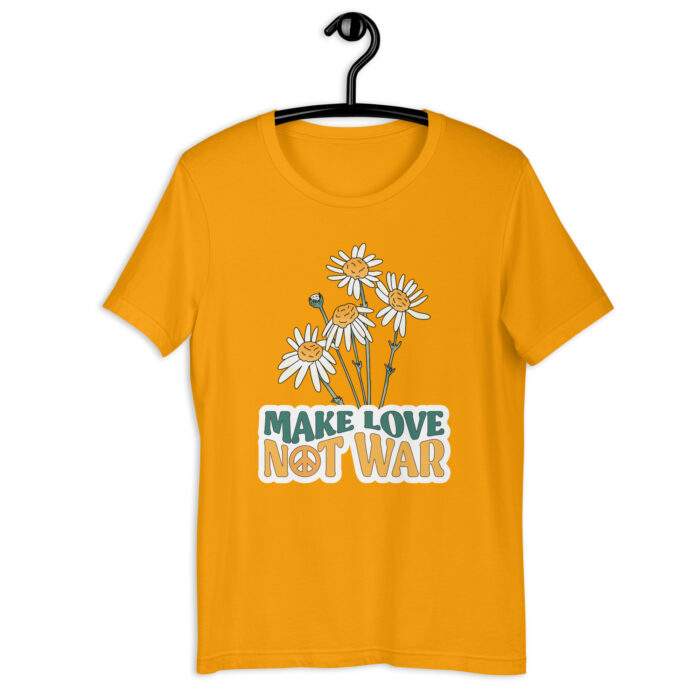 Peaceful Statement: ‘Make Love Not War’ Vintage T-Shirt - Gold, 2XL