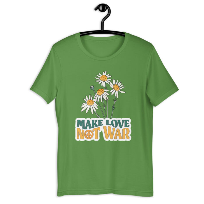 Peaceful Statement: ‘Make Love Not War’ Vintage T-Shirt - Leaf, 2XL