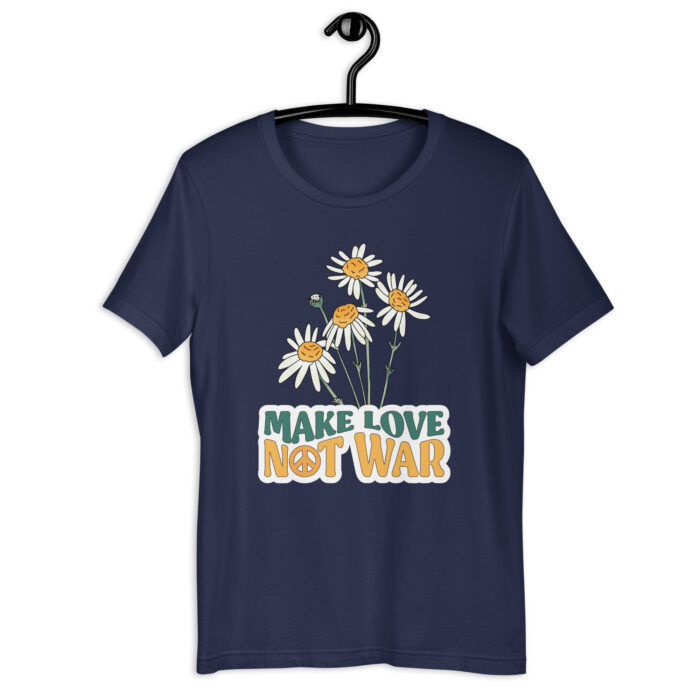 Peaceful Statement: ‘Make Love Not War’ Vintage T-Shirt - Navy, 2XL