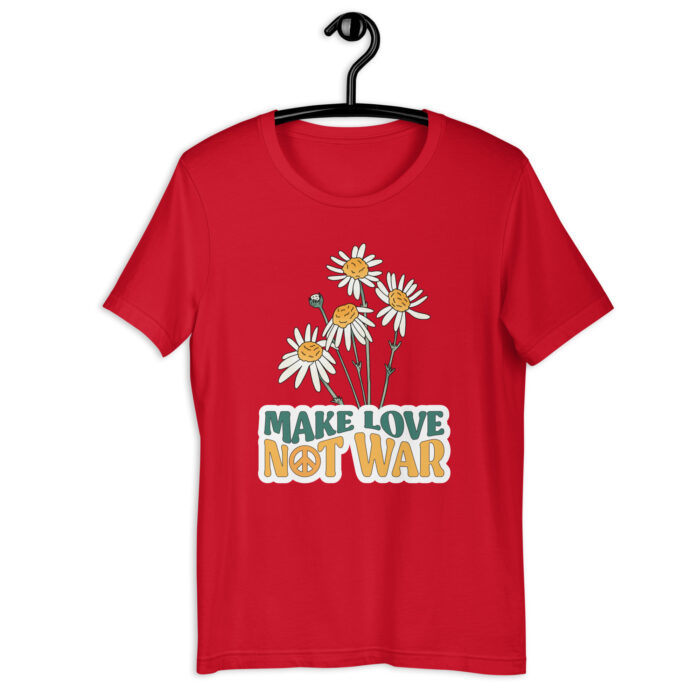 Peaceful Statement: ‘Make Love Not War’ Vintage T-Shirt - Red, 2XL