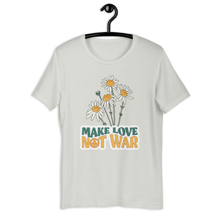 Peaceful Statement: ‘Make Love Not War’ Vintage T-Shirt - Silver, 2XL
