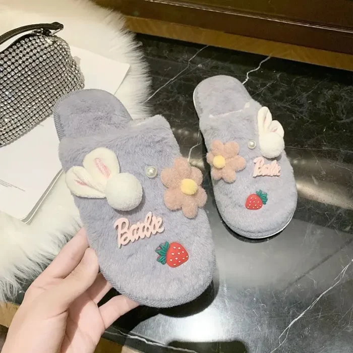 Plush Comfort: Indoor Flat Bottom Cotton Slippers for Stylish Home Wear