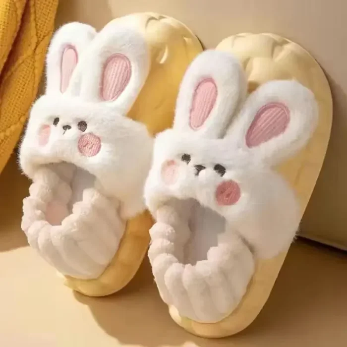 Plush Comfort: Women's Thick Soled Cotton Slippers with Anti-Slip Design