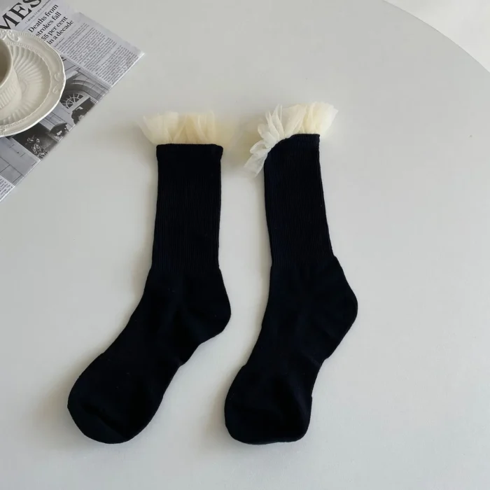 Princess Charm: Sweet Girls' Ruffle JK Lolita Lacework Long Socks