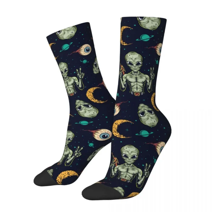 Psychedelic Human Eyes & Alien Hippie Abstract Socks - Super Soft Female Casual Crew Socks, Harajuku Style Middle Tube