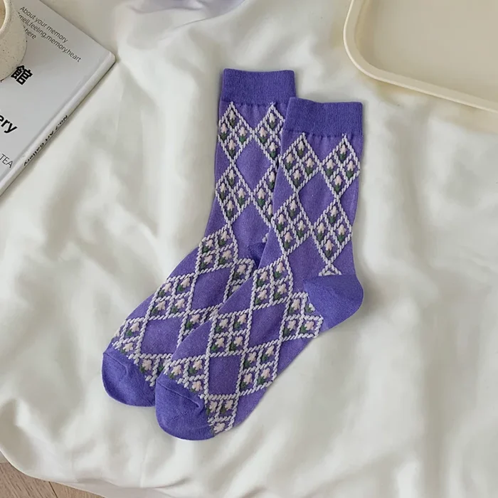 Purple All-Match Spring/Summer Socks - Cute Japanese Harajuku Style