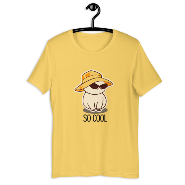 Purr-fectly Cool: Cute Cat ‘So Cool’ T-Shirt - Yellow, 2XL