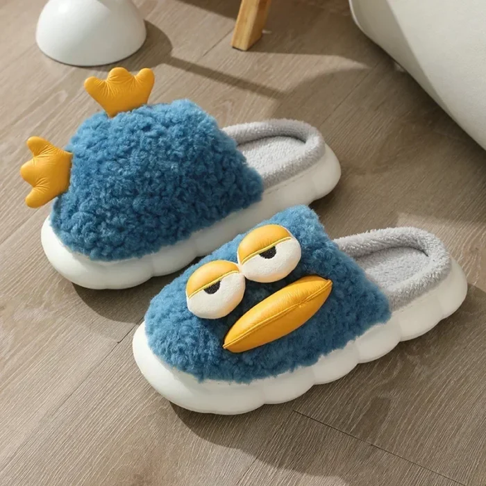 Quirky Comfort: Winter Plush Duck Slippers for Couples
