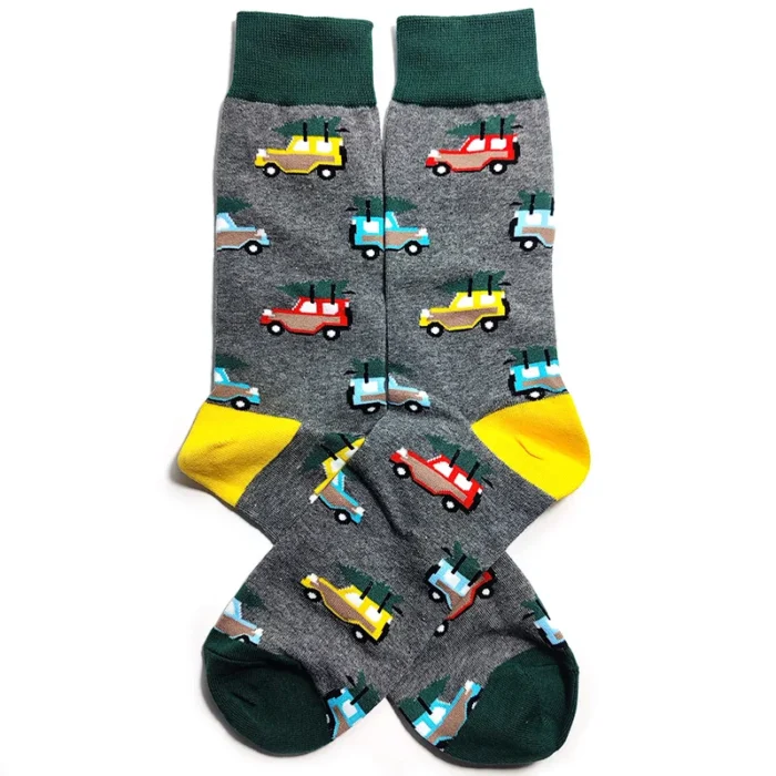 Road Thrills: Vehicle-Inspired Cotton Crew Socks