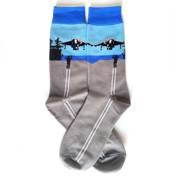 Sky Warrior Series - Men's Military Aircraft-Themed Cotton Socks