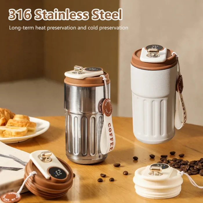 Smart Thermos Bottle with LED Temperature Display - 316 Stainless Steel Coffee Cup