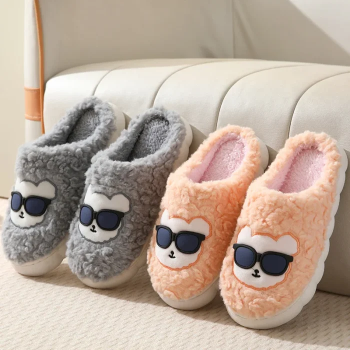 Snug Steps: Men's Plush Warm Cartoon Cotton Slippers for Cozy Comfort