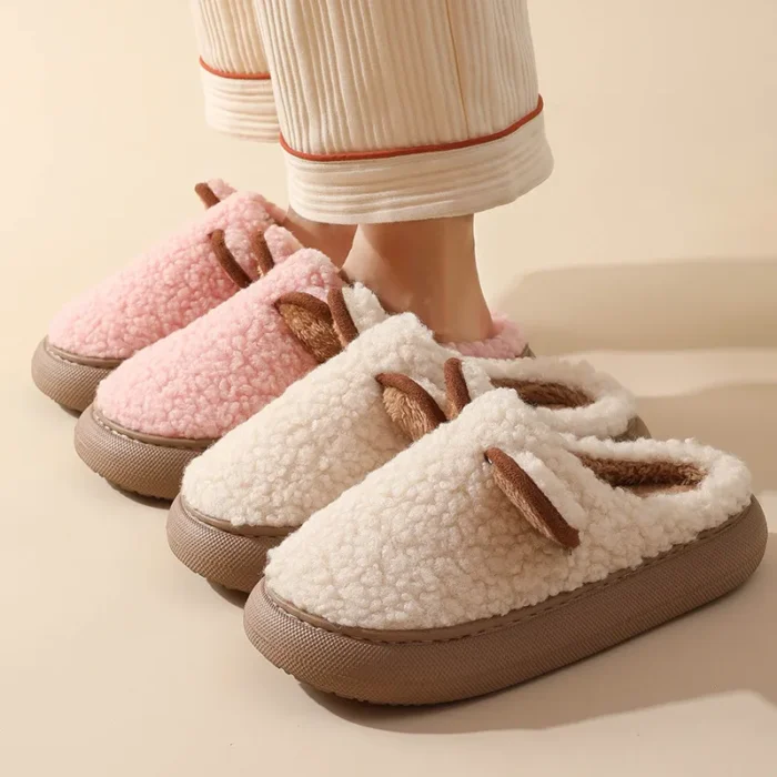 Snuggle Steps: Women's Warm Fluffy Slippers with Cute Cartoon Ears