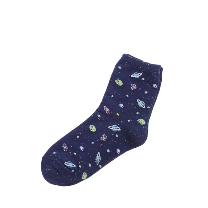 Space Odyssey: Women's Astronaut & Planet Cotton Socks