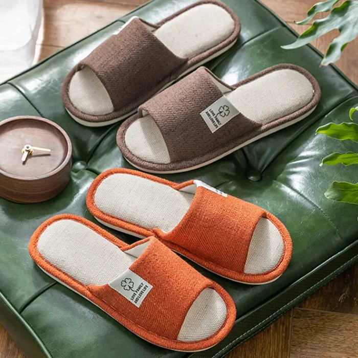 Spring Comfort: Women's Linen Flip Flops with Thick Platform for Home Leisure