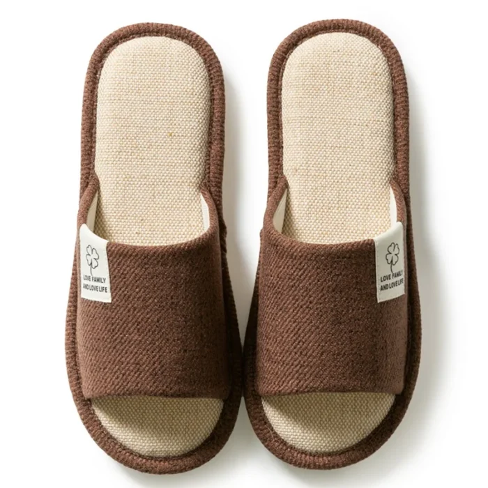 Spring Comfort: Women's Linen Flip Flops with Thick Platform for Home Leisure