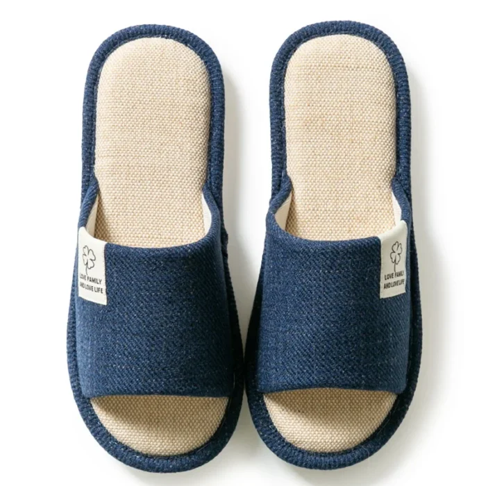 Spring Comfort: Women's Linen Flip Flops with Thick Platform for Home Leisure