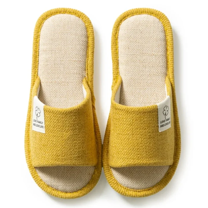 Spring Comfort: Women's Linen Flip Flops with Thick Platform for Home Leisure