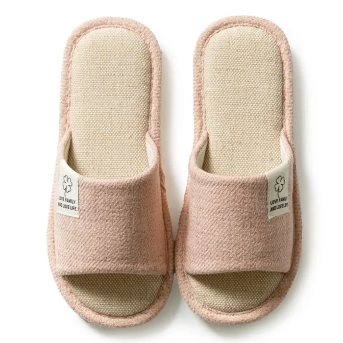 Spring Comfort: Women's Linen Flip Flops with Thick Platform for Home Leisure