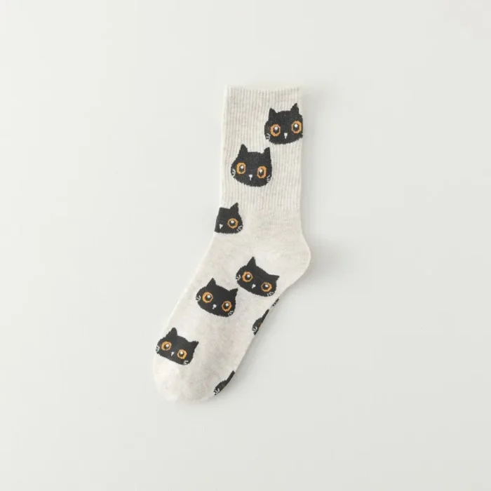 Spring Delight: Kawaii Harajuku Cartoon Cat Cotton Socks for Women