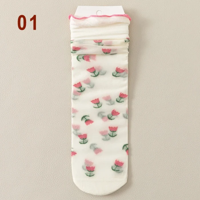 Summer Delight: Transparent Lace Fruit Socks