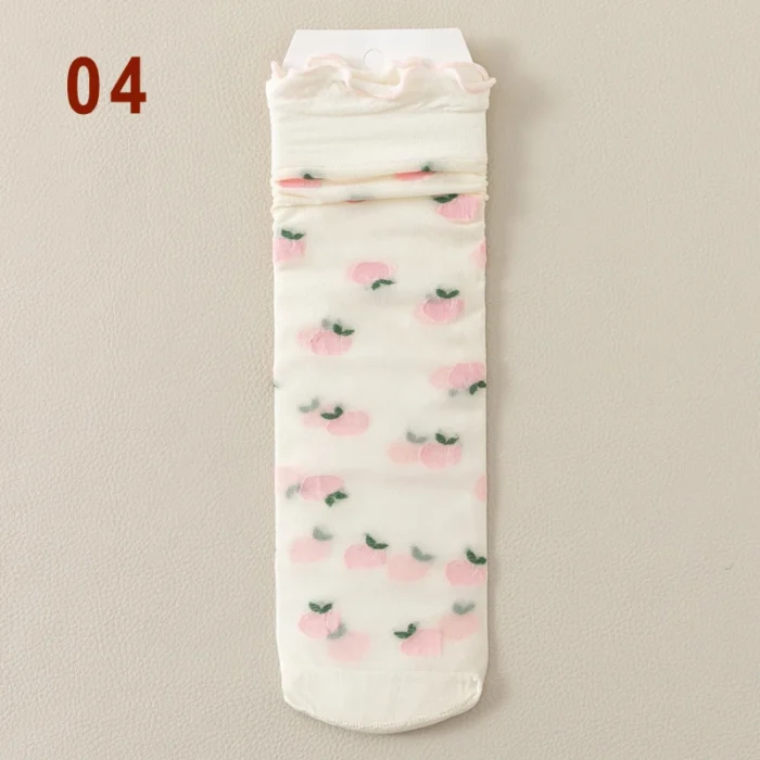 Summer Delight: Transparent Lace Fruit Socks