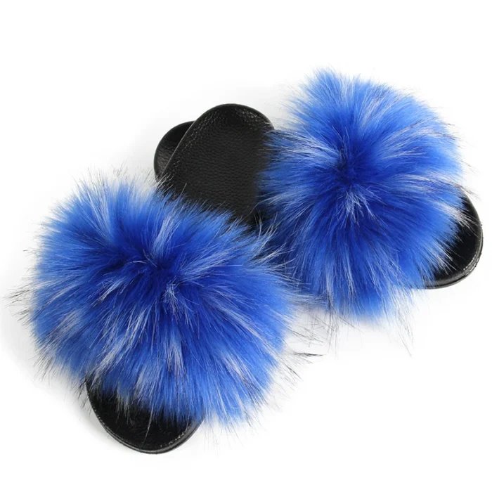 Summer Fluff: Faux Fur Slides for Women - Chic Fluffy Sandals for Indoor/Outdoor
