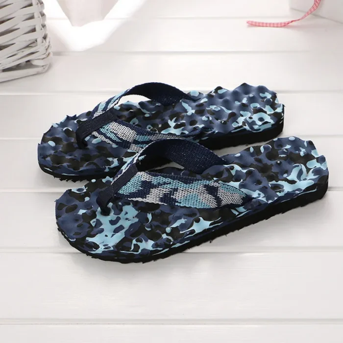 Summer Massage Flip-Flops – Men’s Comfortable Beach Sandals - Blue, 45