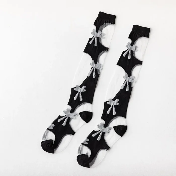 Summer Whimsy: Lolita Fashion Butterfly Silk Calf Socks for Women