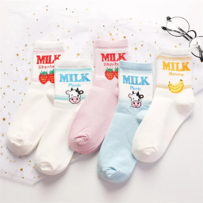 Sweet Sips: Kawaii Fruit Milk Ankle Socks for a Lovely Look
