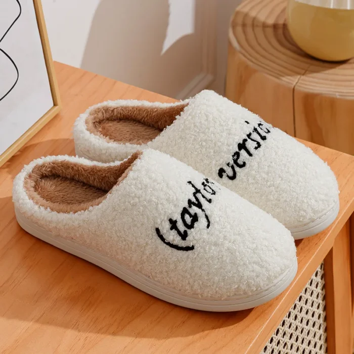 Swift Comfort: Taylor's Style Winter Plush Slides for Swifties