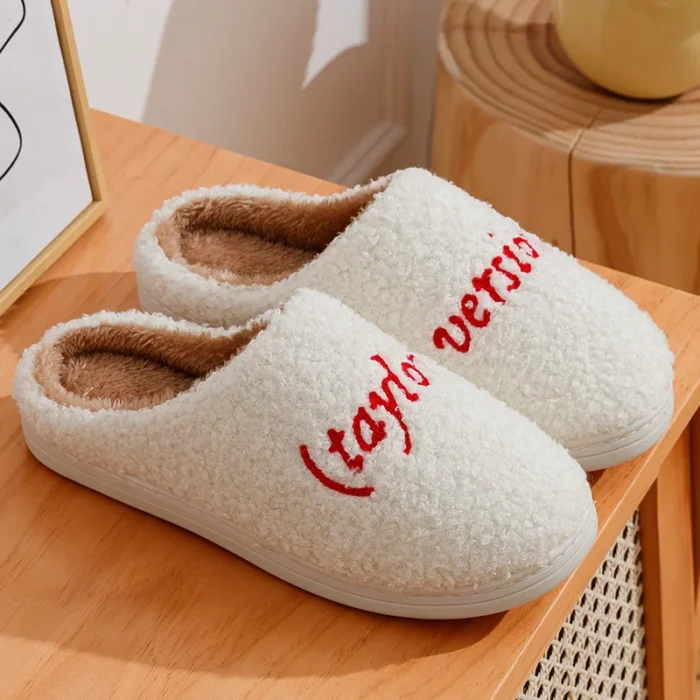 Swift Comfort: Taylor's Style Winter Plush Slides for Swifties
