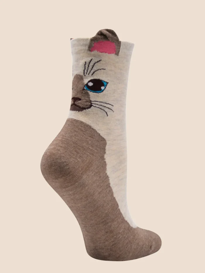 Three-Dimensional Cat Ear Socks - 5 Pairs of Fashionable Cotton Animal Ear Tube Socks for Men and Women
