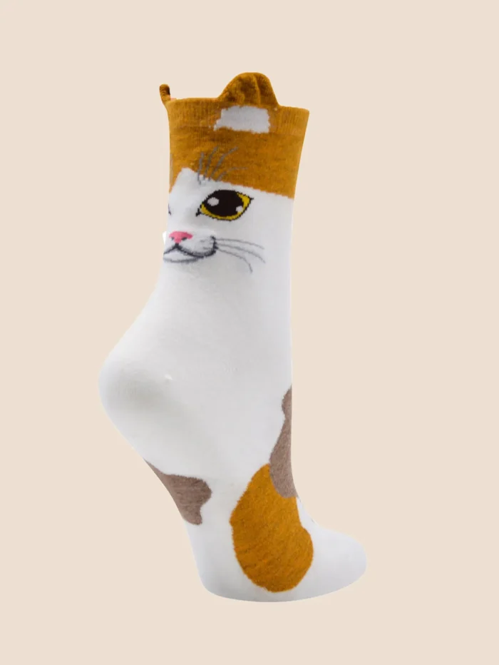 Three-Dimensional Cat Ear Socks - 5 Pairs of Fashionable Cotton Animal Ear Tube Socks for Men and Women