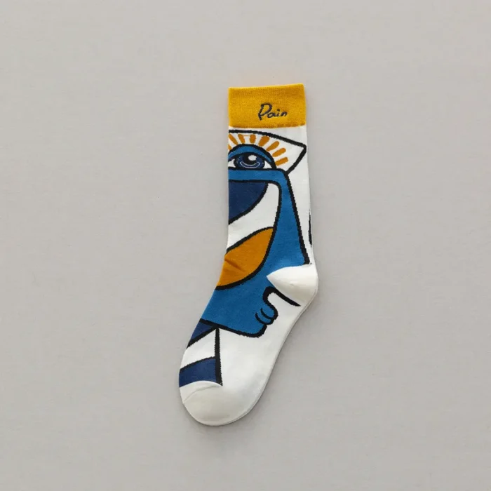 Trendy Graffiti Sports Couple Socks - Letter Embroidery Cotton, Unisex