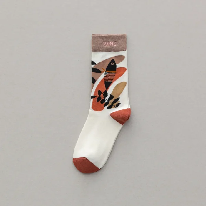 Trendy Graffiti Sports Couple Socks - Letter Embroidery Cotton, Unisex