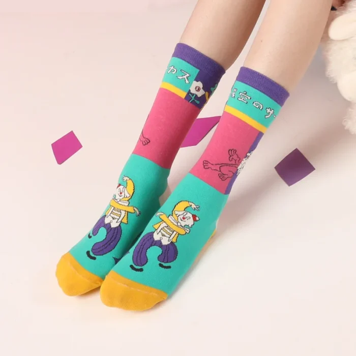 Trendy Harajuku Mid-Tube Cartoon Cotton Socks - New Retro Style