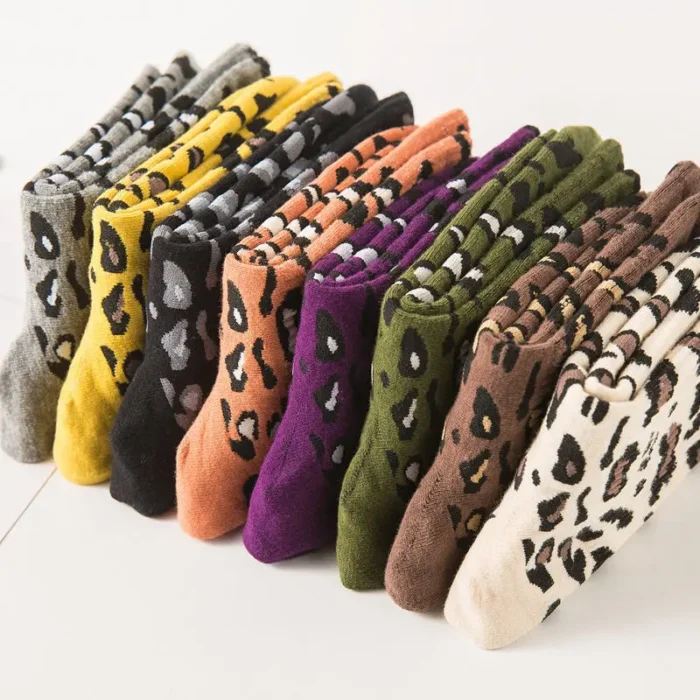 Trendy Leopard Print Socks - 8 Colors, Korean Fashion Statement