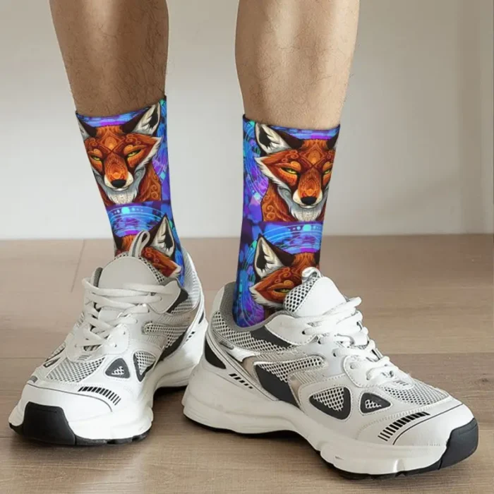 Tribal Red Fox Mandala Men's Crew Socks Unisex Fashion 3D Print Animal Dress Socks